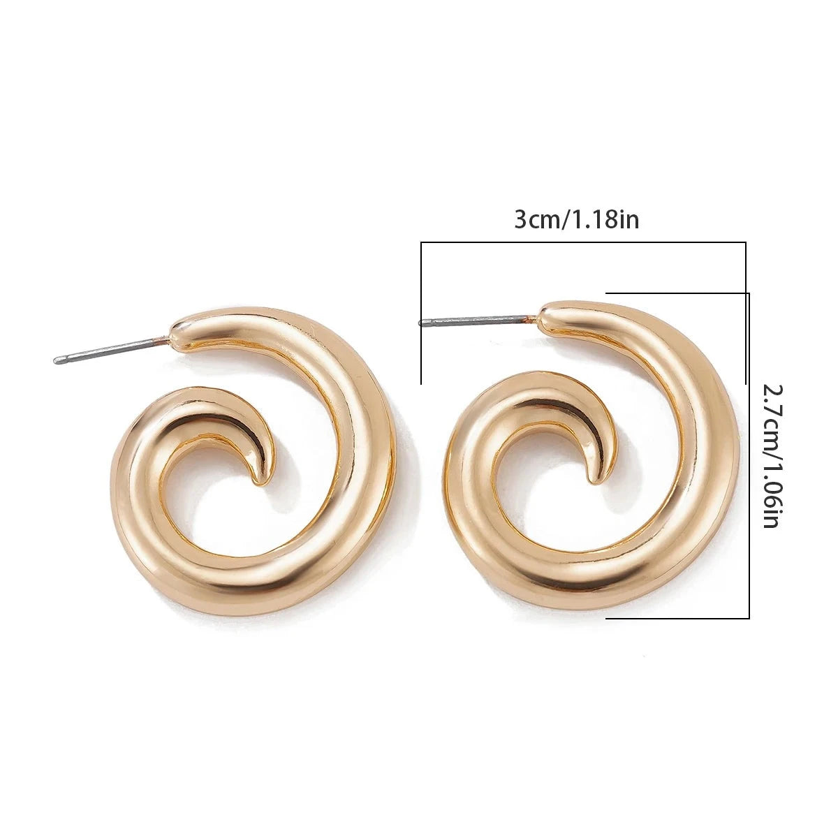 Brincos de Argola de Metal com Detalhes em Espiral