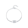 Pulseira Prata 925 Detalhes em Flores Corações